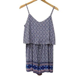 Skies Are Blue Floral Spaghetti Strap Shorts Romper‎ Size Medium